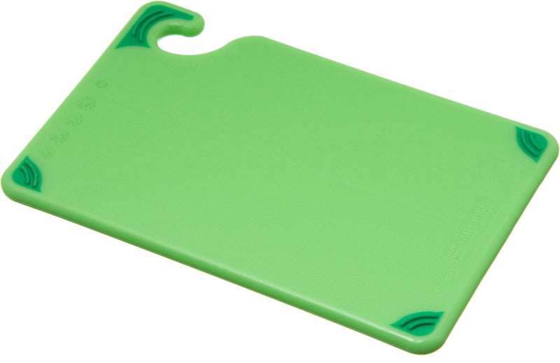San Jamar SafTGrip Plastic Cutting Board with Safety Hook 6 x 9 x 0375 Green