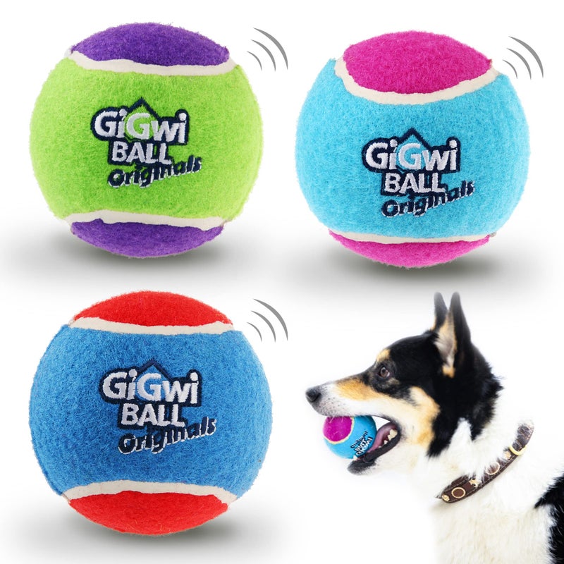 Gigwi Squeaky Tennis Ball Dog Toys Interactive Dog Ball for Small and Medium Dogs Training 25 Colorful and High Bounce Rubber Toy3 Pack - Image 2