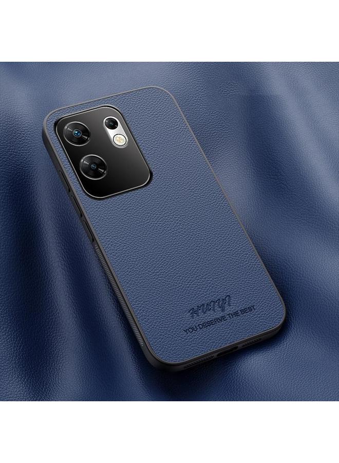 جراب هاتف مغناطيسي من الجلد من HUIYI لهاتف Infinix Zero 30 4G (أزرق)