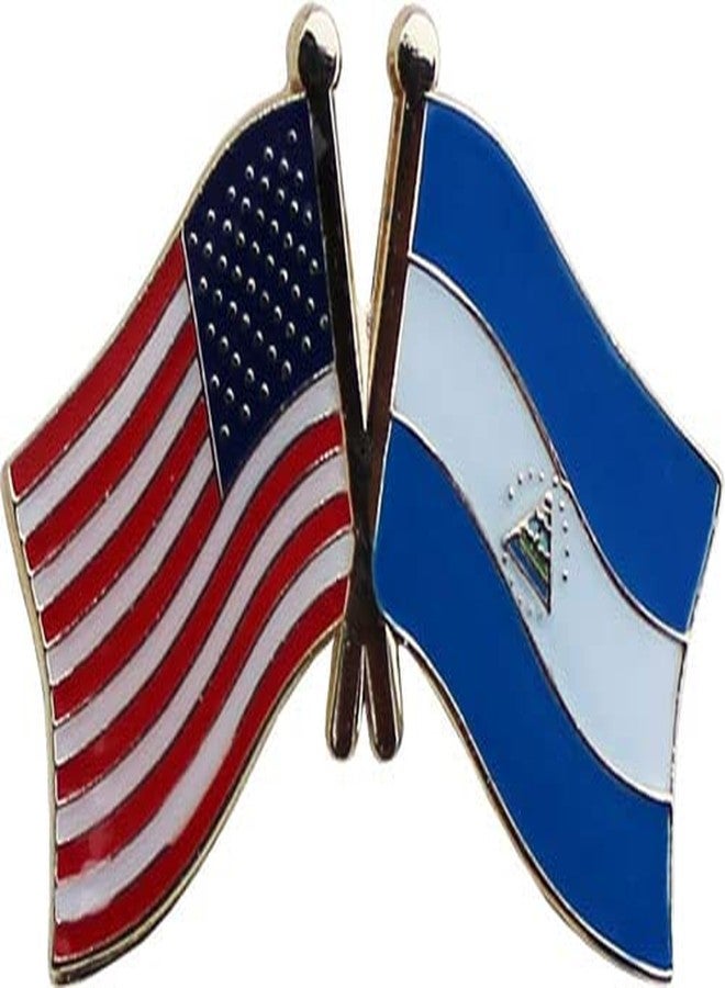 Flagline USA and Nicaragua Flag Die-struck Metal Friendship Lapel Pin with Butterfly Clasp Closure - Image 2
