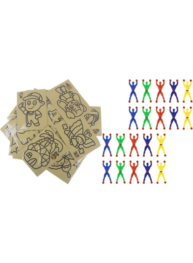 مجموعة مكونة من 40 قطعة من 20 قطعة من ورق الرمل و20 قطعة من متسلقي الجدران اللاصقين، مثالية كهدايا حفلات أو حفلات أعياد ميلاد للبنات والأولاد