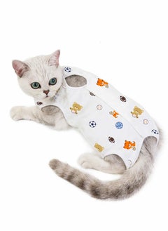SYOSI Cat Professional Surgical Recovery Suit, E-Collar Alternative for Cats Dogs,After Surgery Wear, Pajama Suit,Home Indoor Pets Clothing Football 12-15 lbs  - Image 1