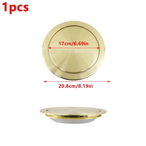 Antrader Trash and Waste Chute Lid Recessed Counter Top Covers,Trash Can Stainless Steel Swing Cover,1Pcs (Gold) - Image 2