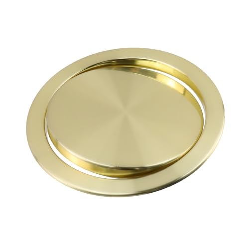 Antrader Trash and Waste Chute Lid Recessed Counter Top Covers,Trash Can Stainless Steel Swing Cover,1Pcs (Gold) - Image 1
