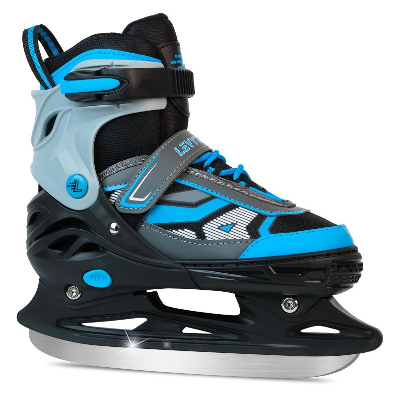 LEVYTEMP Adjustable ice Skates for Kids Boys Girls, 4 Size Triple Protection Beginner Figure Blades with Ankle Support for Outdoor and Rink,Blue - Image 1