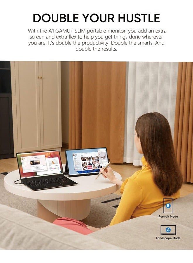 Portable Monitor, 14.0 Ultra Slim Portable Laptop Monitor FHD 1080P External Display with Dual Speakers Second Screen for Laptop PC Phone Xbox PS4/5 Switch  - Image 2