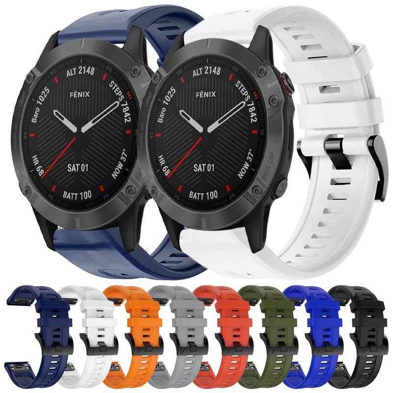 S-TOP For Garmin Fenix 6 Sapphire GPS Metal Buckle Solid Color Silicone Watch Band(Midnight Blue) - Image 3