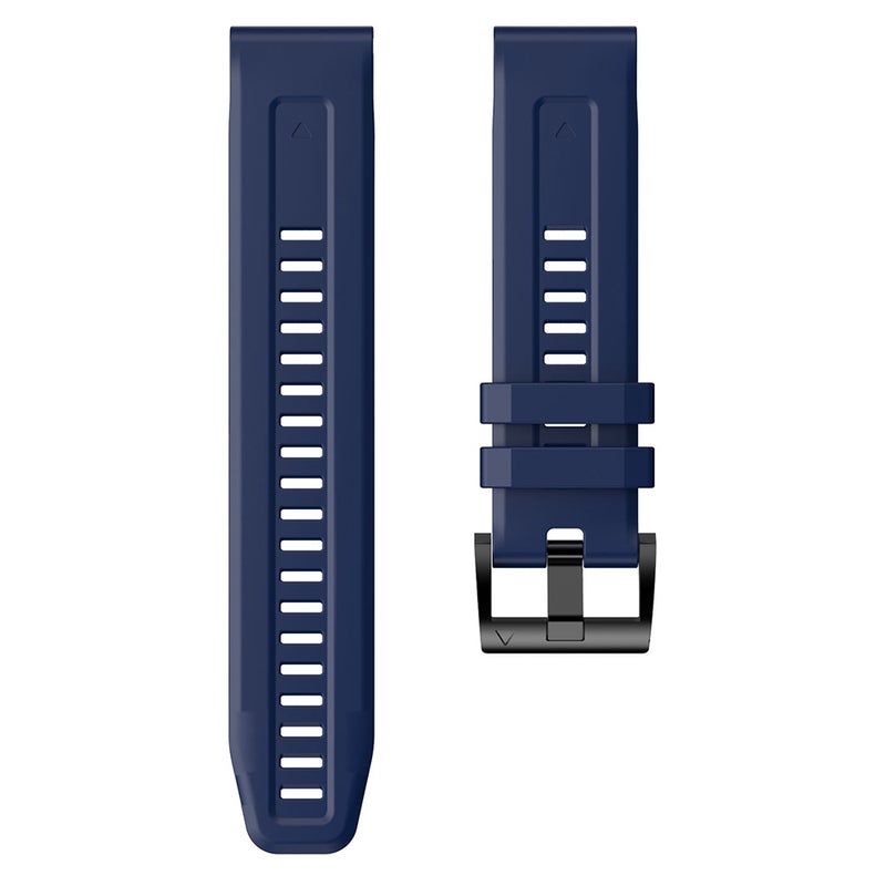 S-TOP For Garmin Fenix 6 Sapphire GPS Metal Buckle Solid Color Silicone Watch Band(Midnight Blue) - Image 2