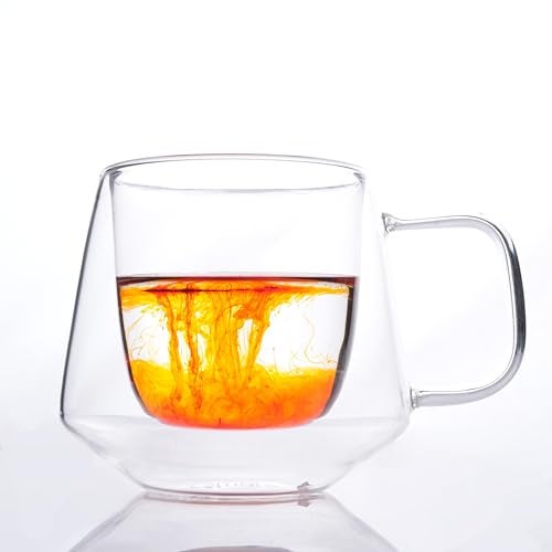 Femora Double Wall Glass Tea Cups, 200 Ml, Insulated Tea & Coffee Cups, Hot & Cold Drinks, Coffee, Tea, Milk, Cappuccino, Juice, Microwave Safe, Stylish Espresso Chocolate Beverage, Pack of 4 - Image 3
