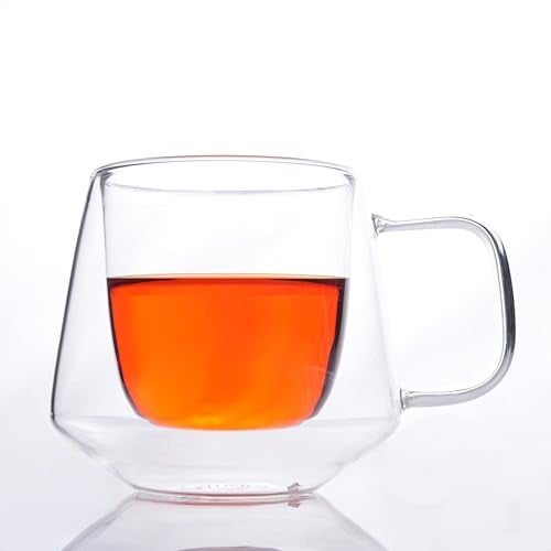 Femora Double Wall Glass Tea Cups, 200 Ml, Insulated Tea & Coffee Cups, Hot & Cold Drinks, Coffee, Tea, Milk, Cappuccino, Juice, Microwave Safe, Stylish Espresso Chocolate Beverage, Pack of 4 - Image 5