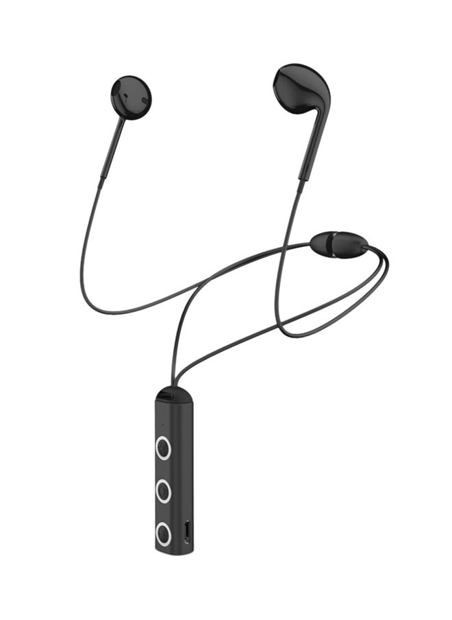 Generic Wireless Necklace Magnetic Bluetooth Sports Earbuds With On-cord Controller Black 