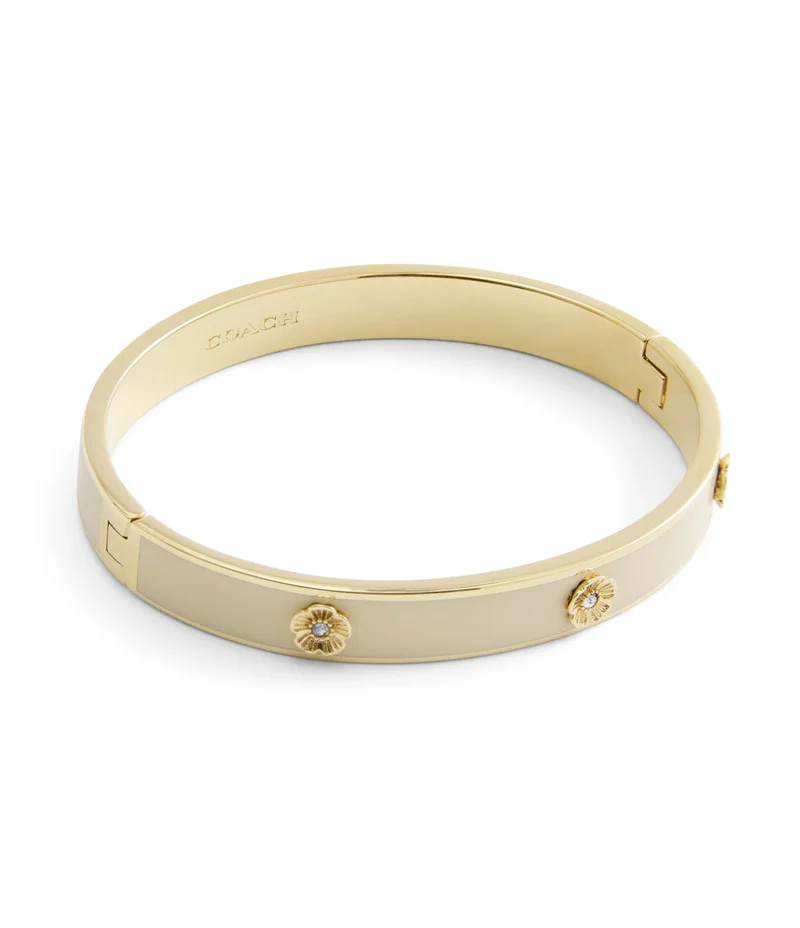 COACH Signature Tea Rose Enamel Bangle Boxed Bracelet