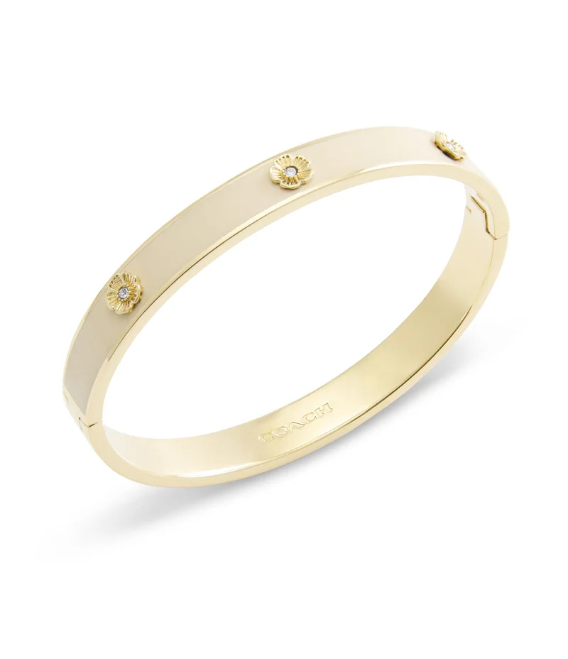 COACH Signature Tea Rose Enamel Bangle Boxed Bracelet
