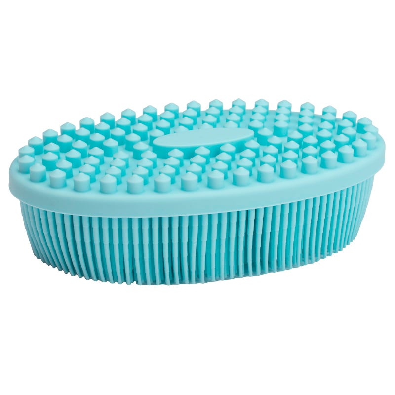 DNC Exfoliating Silicone Body Scrubber Shower Bath Body Brush loofah Easy to Clean, Lathers Well, Eco Friendly, Long Lasting (Blue - Image 3