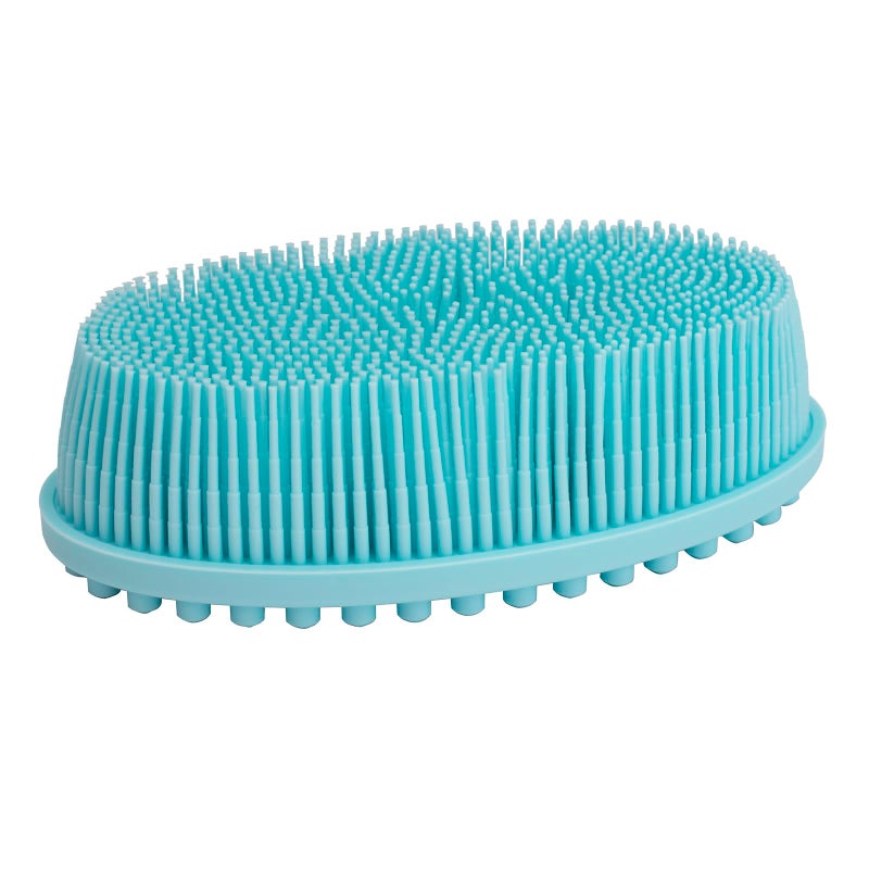 DNC Exfoliating Silicone Body Scrubber Shower Bath Body Brush loofah Easy to Clean, Lathers Well, Eco Friendly, Long Lasting (Blue - Image 1
