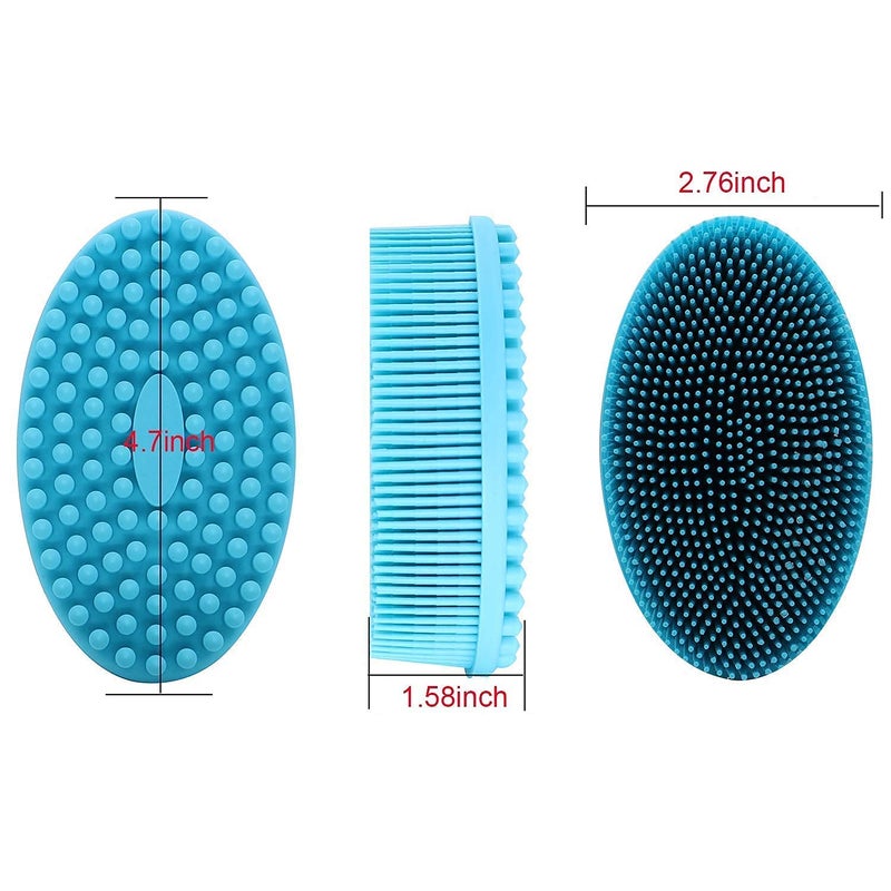 DNC Exfoliating Silicone Body Scrubber Shower Bath Body Brush loofah Easy to Clean, Lathers Well, Eco Friendly, Long Lasting (Blue - Image 4