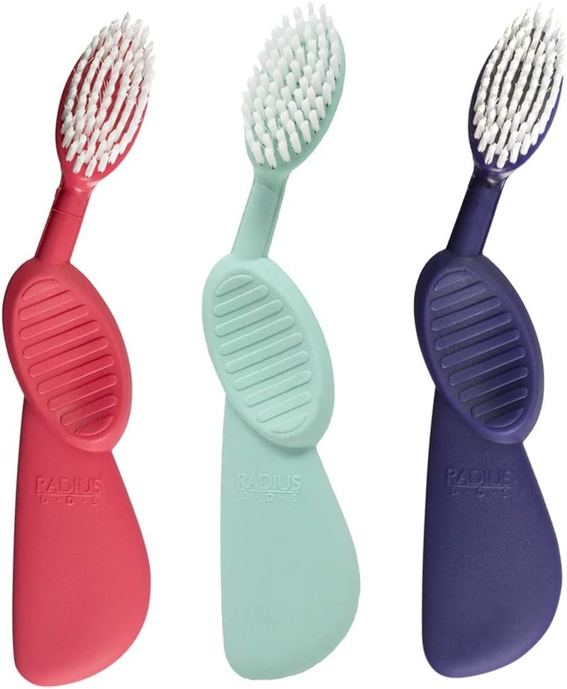 RADIUS Flex Brush Toothbrush Designed to Improve Gum Health Reduce Gum Issues Right Hand PurpleWatermelonMint Green Pack of 3 - Image 2