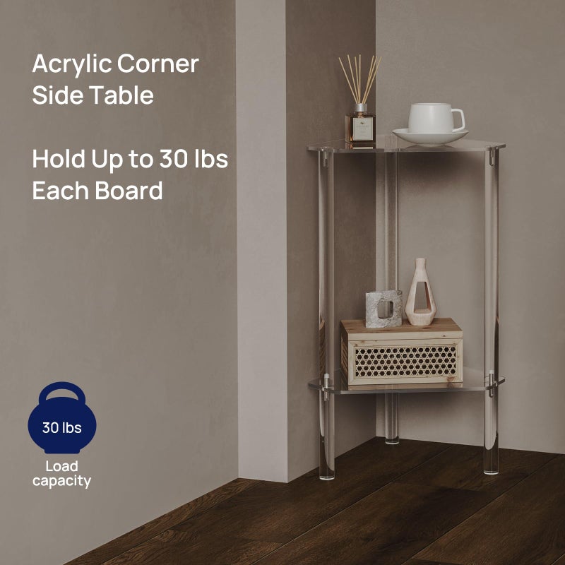 HMYHUM Clear Acrylic Triangle End Table, Corner Side Table for Small Spaces, Small Accent Table for Living Room, Bedroom and Balcony, Easy Assembly - Image 4