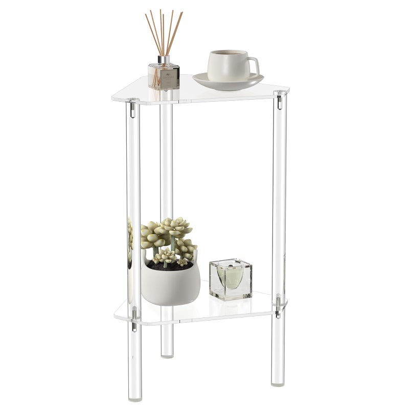 HMYHUM Clear Acrylic Triangle End Table, Corner Side Table for Small Spaces, Small Accent Table for Living Room, Bedroom and Balcony, Easy Assembly - Image 1