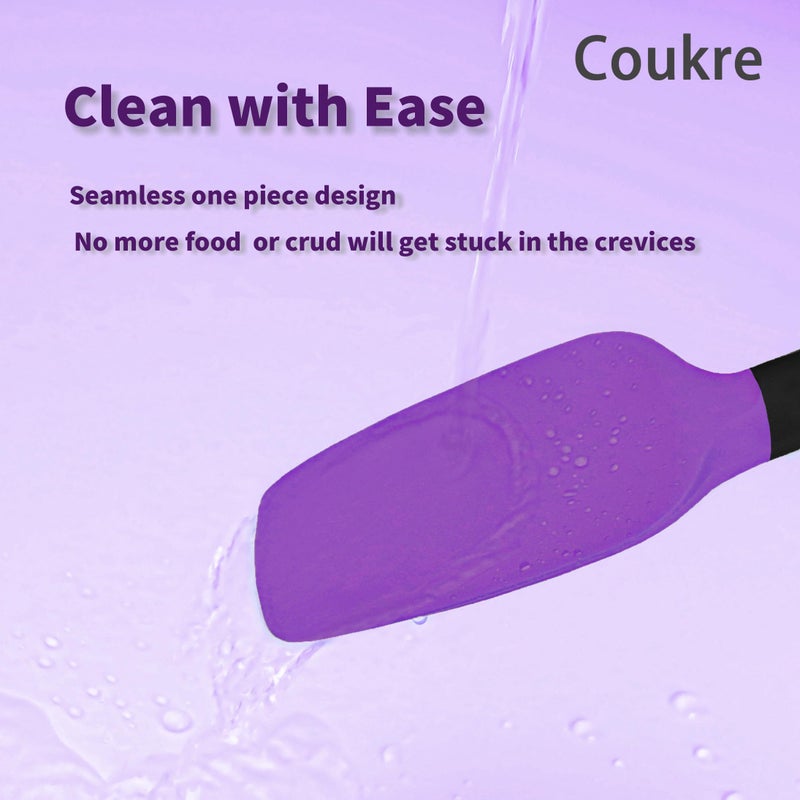Coukre Silicone Spatula Set of 5,High Temperature Resistant, Food Grade Silicone, Dishwasher Safe, for Baking, Cooking (Purple Black) - Image 4