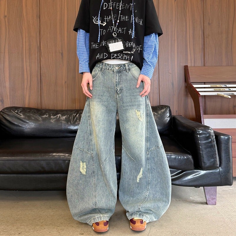 Unisex Classic Denim Jeans Loose Fit Daily Outdoor Wear - Image 1