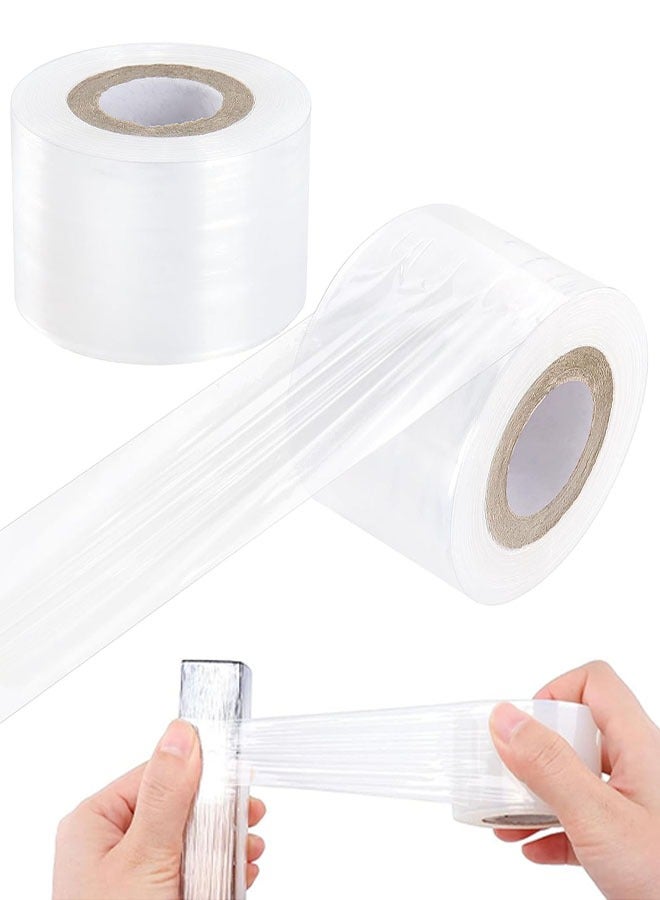 فيلم تغليف مرن صغير، لفتان لفافة بلاستيكية مرنّة شديدة التحمل للزجاجات والبرطمانات والعلب، 1.6 بوصة × 984 قدم غلاف بلاستيكي متعدد الاستخدامات للتغليف والتطعيم في الحديقة وشريط النباتات ومستلزمات التغليف غير المسخنة - Image 1