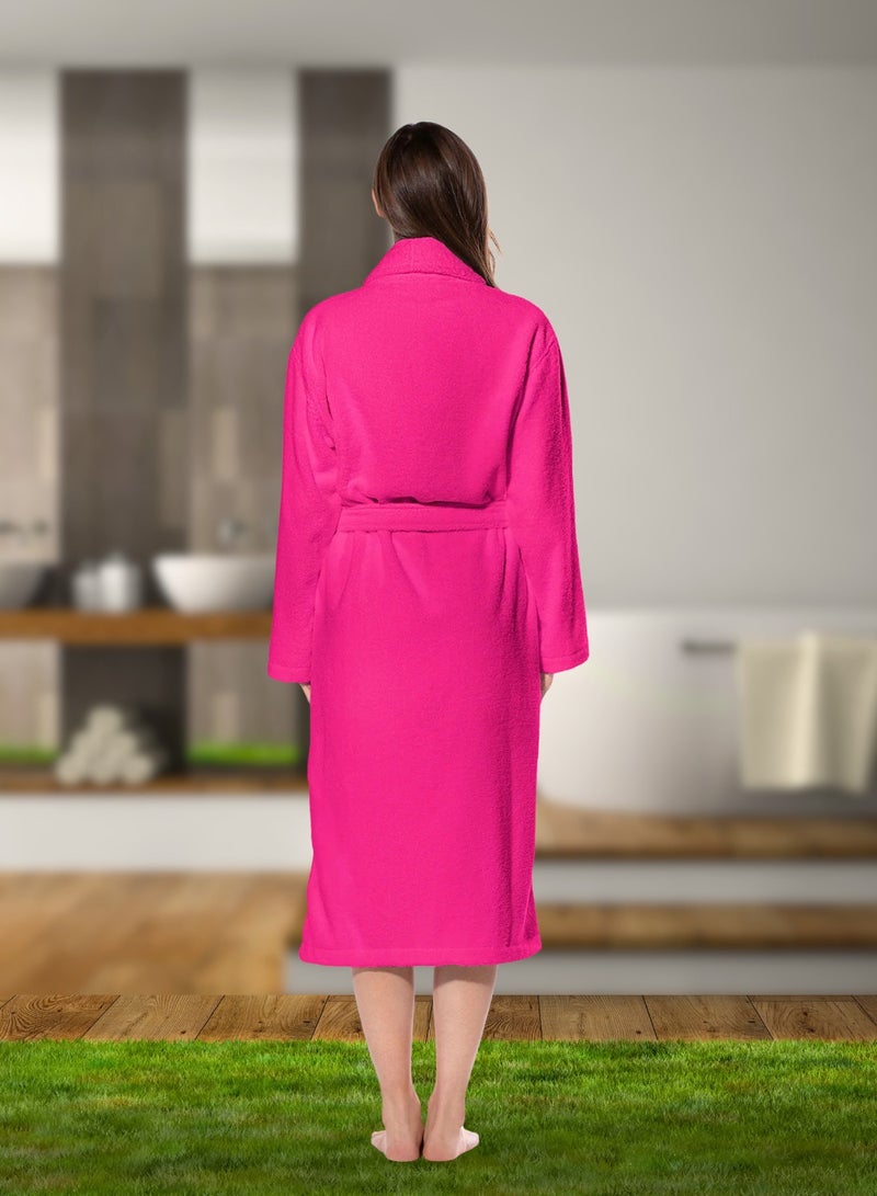 1Chase 100% Cotton Luxury Shawl Bathrobe for Adults.Soft & Absorbent Spa & Hotel Quality Robe , Fuchsia- L/XL - Image 3