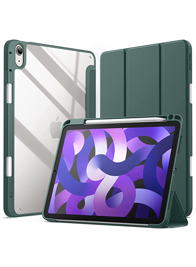 Jetech Case for iPad Air 5/4 (2022/2020 5th/4th Generation 10.9-Inch) with Pencil Holder, Clear Transparent Back Shell Slim Stand Shockproof Tablet Cover, Auto Wake/Sleep (Misty Blue) - Image 1