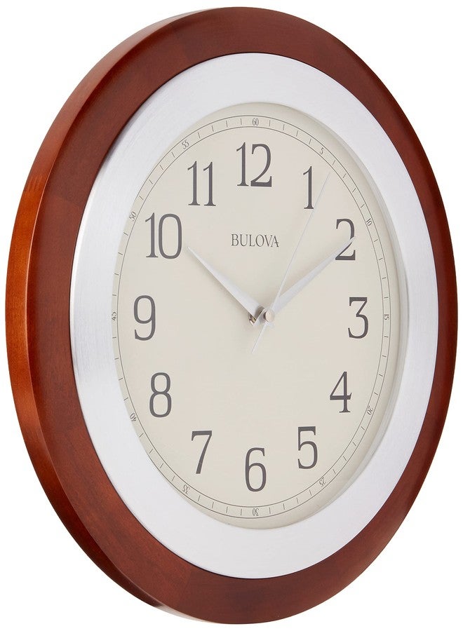 Bulova C4228 Reedham Wall Clock, 14" Diameter, Walnut - Image 2