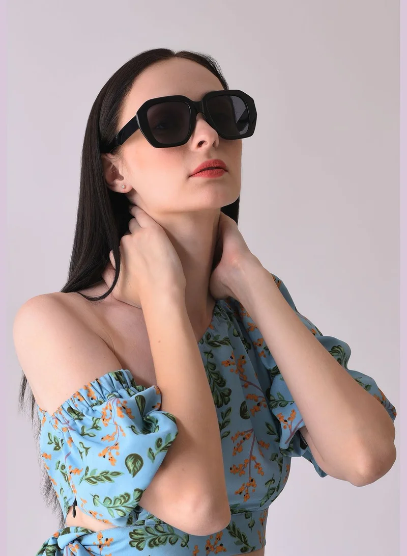 Haute Sauce Women Black Lens Black Oversized Sunglasses