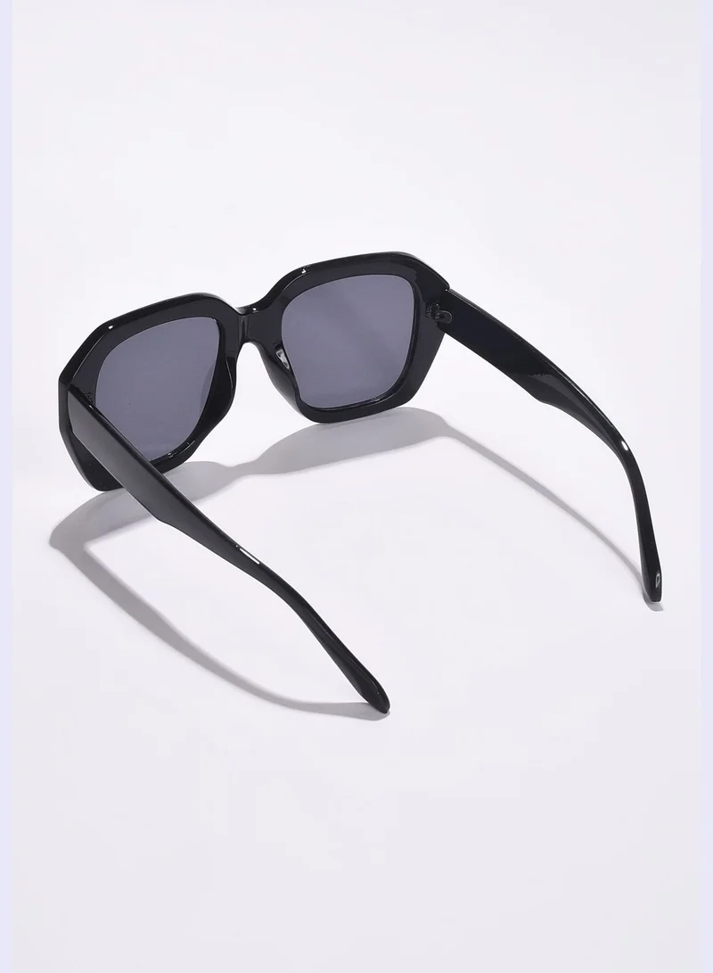 Haute Sauce Women Black Lens Black Oversized Sunglasses
