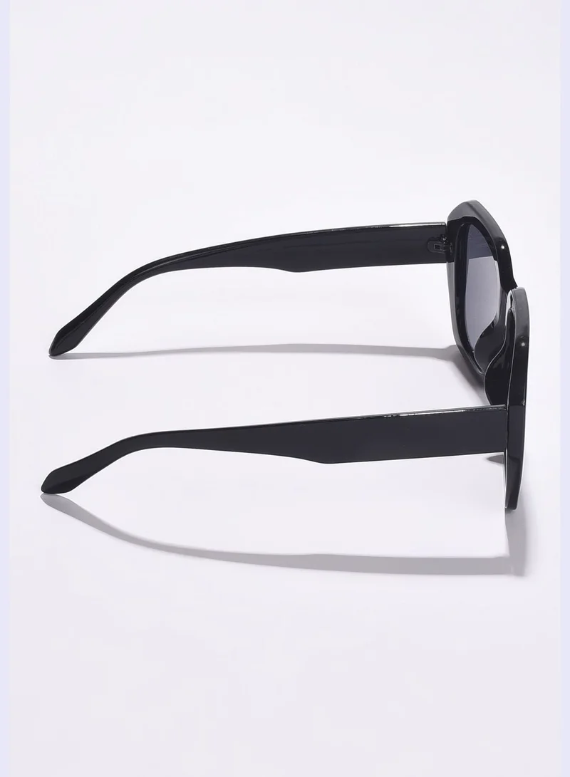 Haute Sauce Women Black Lens Black Oversized Sunglasses