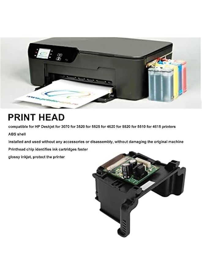 Print Head Replacement for HP Deskjet for 3070 3520 5525 4620 5520 5510 4615 Printers, Wear Resistant Nozzle Printer ABS Printhead Printer Replacement Parts - Image 2