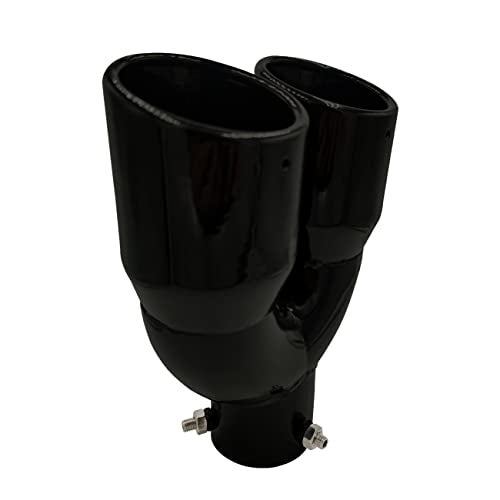 Rxmgf 2.5 inch 6.3cm Universal Dual Exhaust Tip Stainless Steel Muffler Tail Pipe For Car Pickup trucks (Black Straight) - Image 1