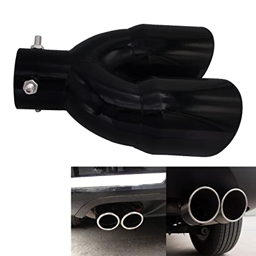 Rxmgf 2.5 inch 6.3cm Universal Dual Exhaust Tip Stainless Steel Muffler Tail Pipe For Car Pickup trucks (Black Straight) - Image 3