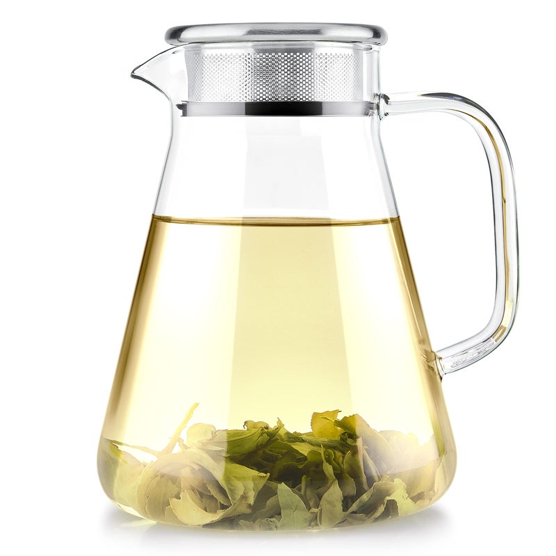 Teabloom One-Touch Tea Maker, 2-in-1 Teapot and Kettle with Stainless Steel Filter Lid for Loose Tea â€“ Stain-Free Borosilicate Glass Teapot (40 Oz) â€“ Tea Connoisseur's Choice - Image 1