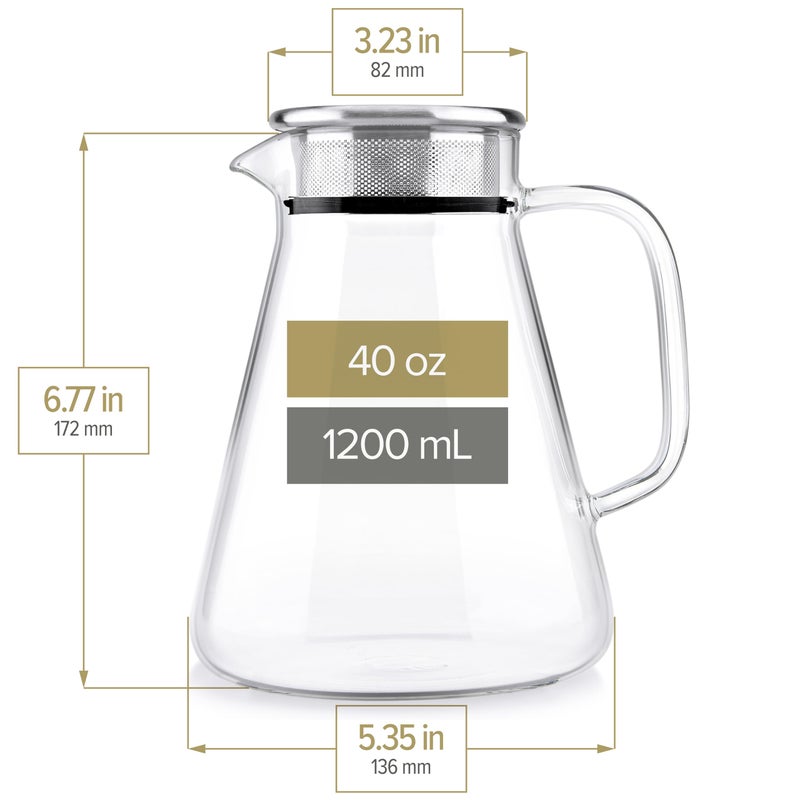 Teabloom One-Touch Tea Maker, 2-in-1 Teapot and Kettle with Stainless Steel Filter Lid for Loose Tea â€“ Stain-Free Borosilicate Glass Teapot (40 Oz) â€“ Tea Connoisseur's Choice - Image 5