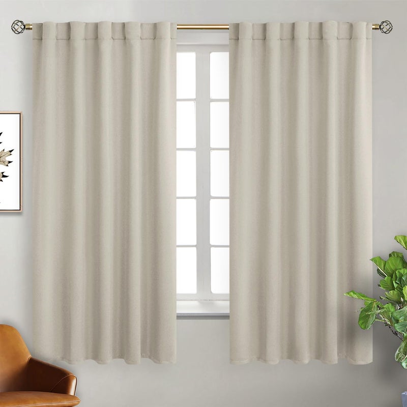 BGment Rod Pocket and Back Tab Blackout Curtains for Bedroom - Thermal Insulated Room Darkening Curtains for Living Room, 2 Window Curtain Panels (42 x 63 Inch, Natural Camel) - Image 1