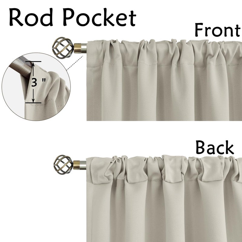 BGment Rod Pocket and Back Tab Blackout Curtains for Bedroom - Thermal Insulated Room Darkening Curtains for Living Room, 2 Window Curtain Panels (42 x 63 Inch, Natural Camel) - Image 3