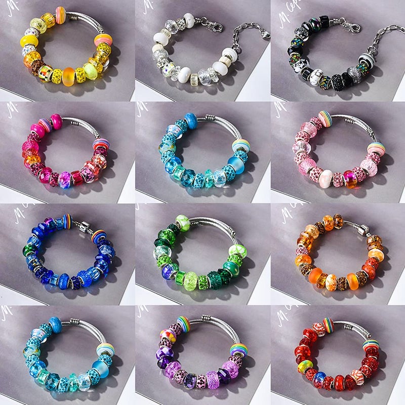 Aipridy Assortment European Large Hole Beads Spacer Beads Rhinestone Craft Beads for DIY Charms Bracelet Jewelry Making (Rainbow) - Image 5