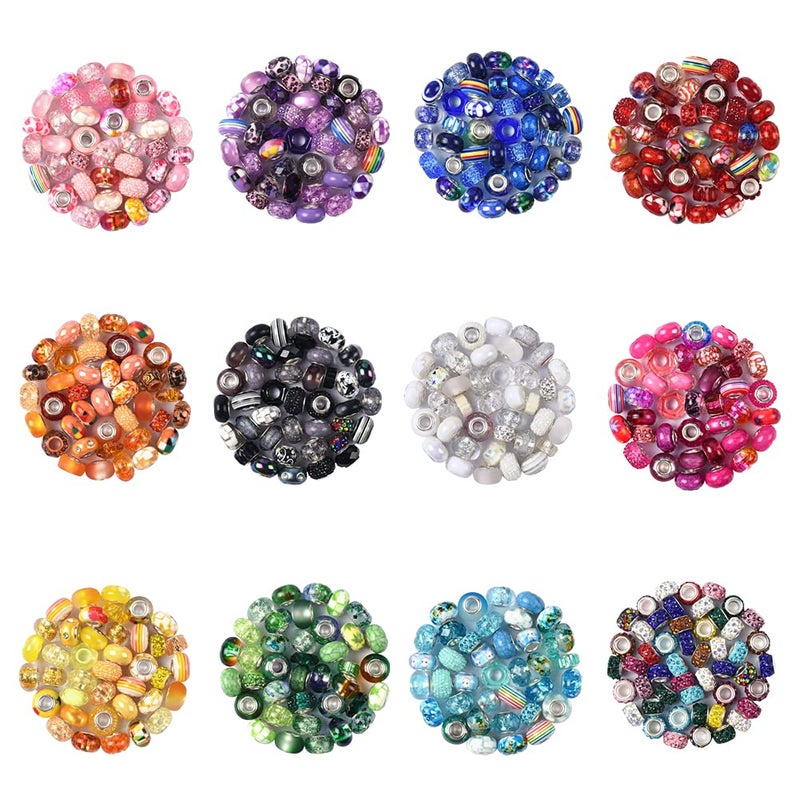 Aipridy Assortment European Large Hole Beads Spacer Beads Rhinestone Craft Beads for DIY Charms Bracelet Jewelry Making (Rainbow) - Image 3