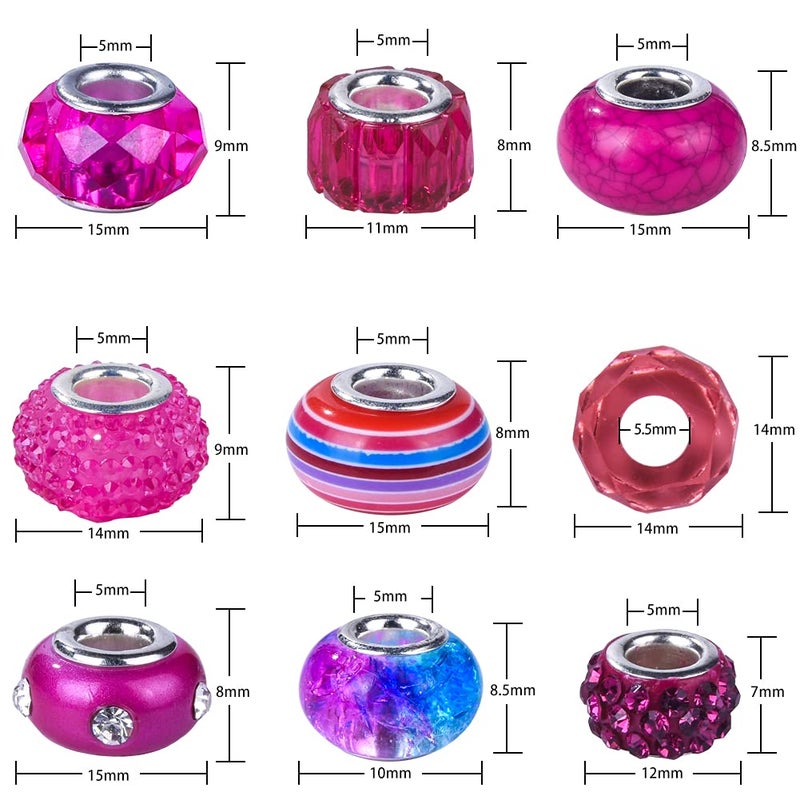 Aipridy Assortment European Large Hole Beads Spacer Beads Rhinestone Craft Beads for DIY Charms Bracelet Jewelry Making (Rainbow) - Image 4