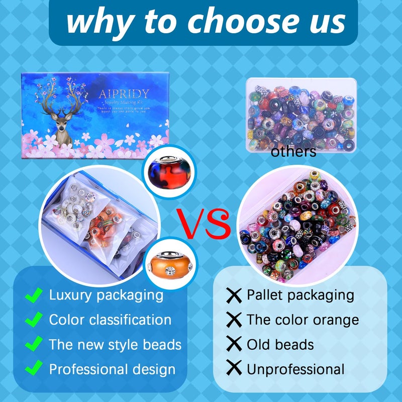 Aipridy Assortment European Large Hole Beads Spacer Beads Rhinestone Craft Beads for DIY Charms Bracelet Jewelry Making (Rainbow) - Image 2