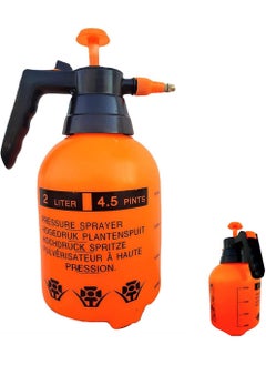 Sprayer Garden Pump Pressure Spray Bottle Lawn Sprayer Water Mister Spray Bottle For Plant Flowers Pesticides Fertilizers 2 Liter Orange Color 1 Pack