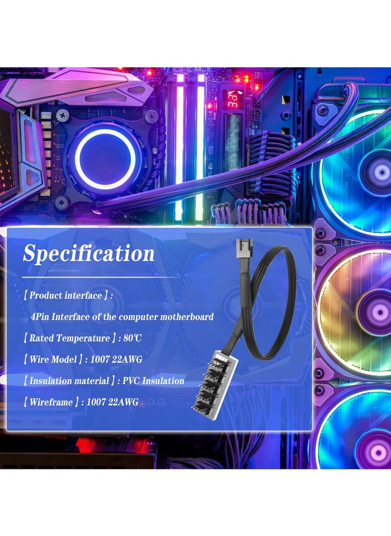 PWM Fan Hub Cable 2-Pack 4Pin Computer CPU Case Fan Splitter 5 Port 1 to 5 Fans for 3Pin Computer PC Case Fan 4Pin PWM Fan ITX Mining Rig Frame Case