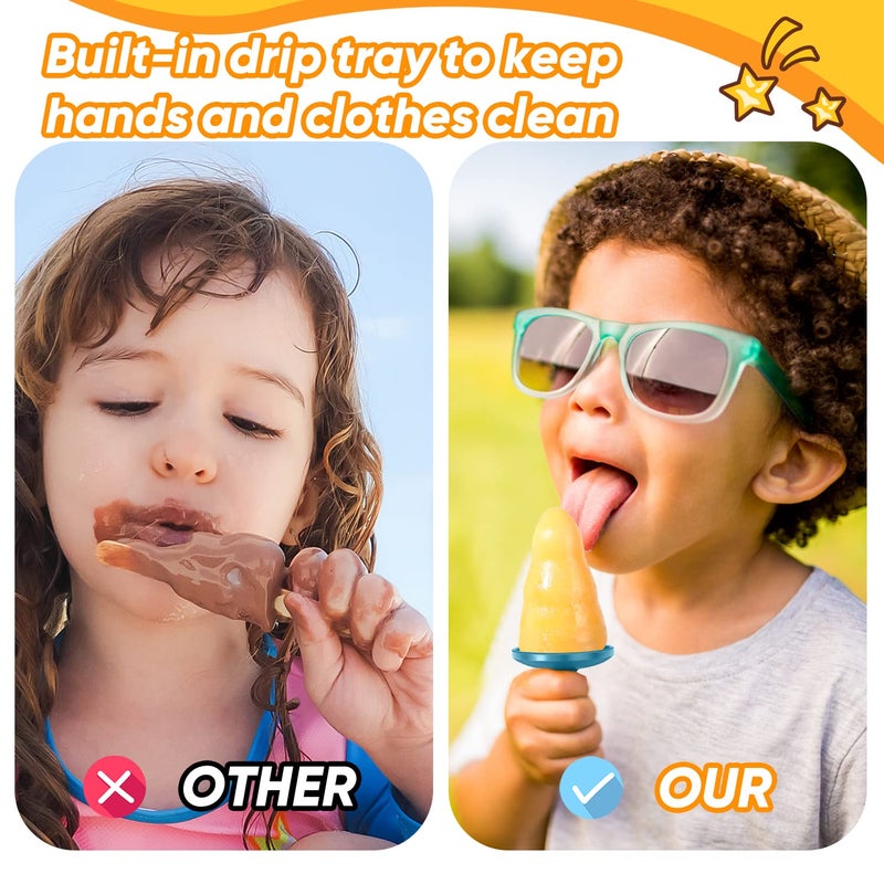 WYOK Popsicle Mold Set 4 Pieces Homemade Silicone Popsicle Maker Easy Release Ice Cream Molds Reusable Diy Pop Molds (Ice World  White) - Image 4