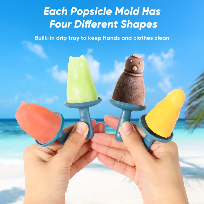 WYOK Popsicle Mold Set 4 Pieces Homemade Silicone Popsicle Maker Easy Release Ice Cream Molds Reusable Diy Pop Molds (Ice World  White) - Image 5