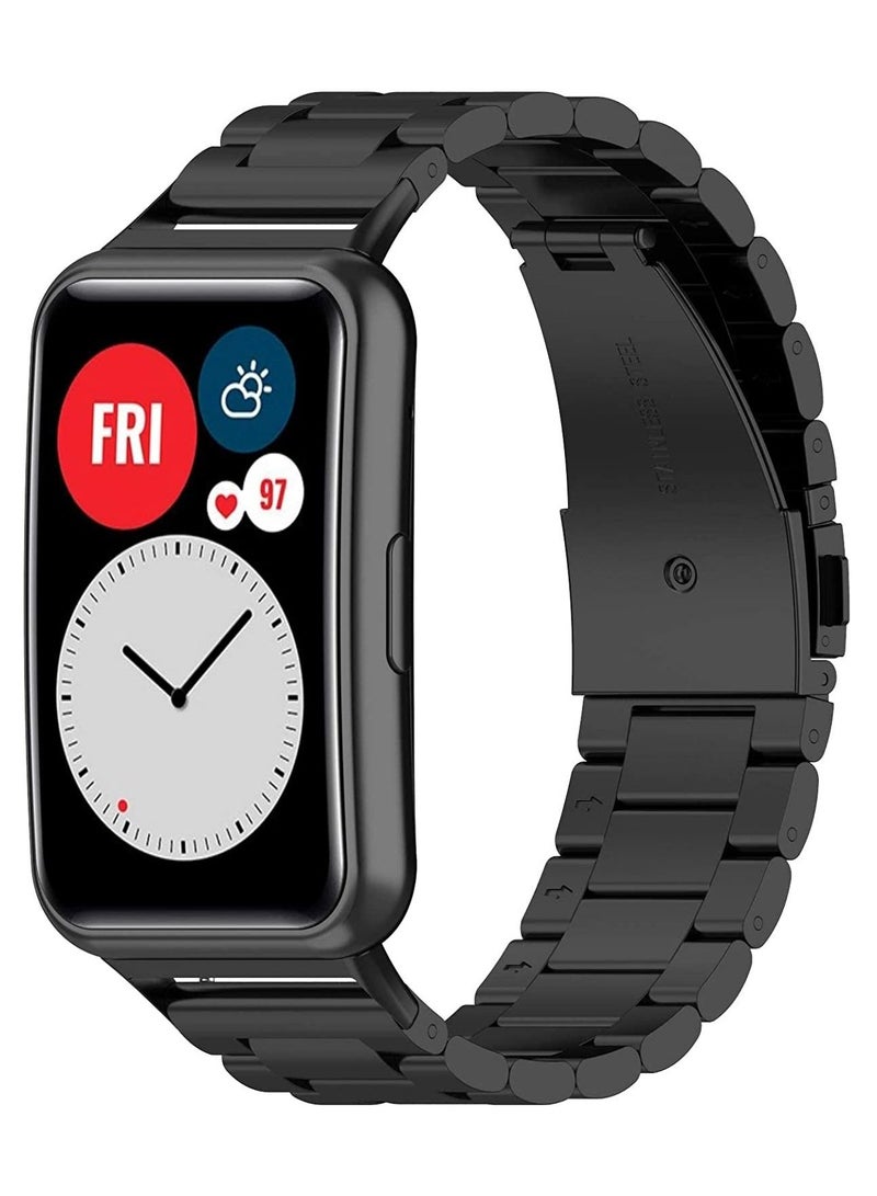 حزام ساعة متوافق مع ساعة HUAWEI Watch Fit ، حزام ساعة ذكي معدني بديل سريع التحرير سوار ساعة من الفولاذ المقاوم للصدأ - Image 2
