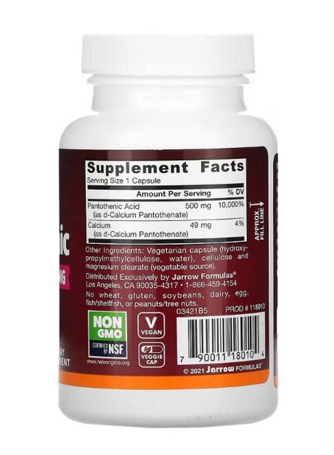 jarrow formulas Pantothenic Acid B5 500 mg 100 Veggie Caps - Image 2