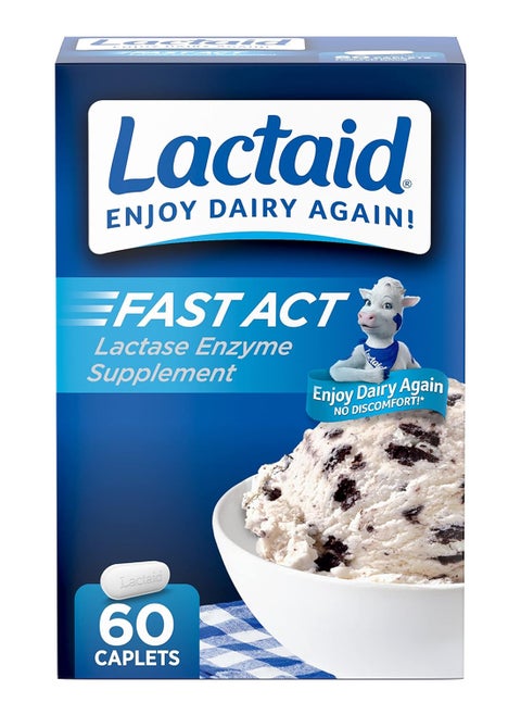 Relief Caplets Lactase Enzyme To Prevent Gas Bloating And Diarrhea Due To Lactose Sensitivity Supplements 60 Packs Of 1Ct